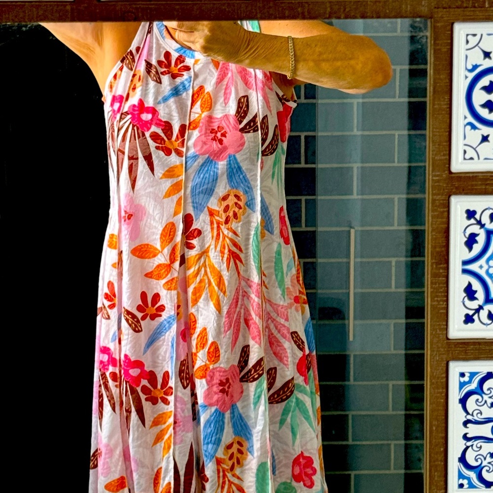 Flowing floral dress. Extremely comfortable.